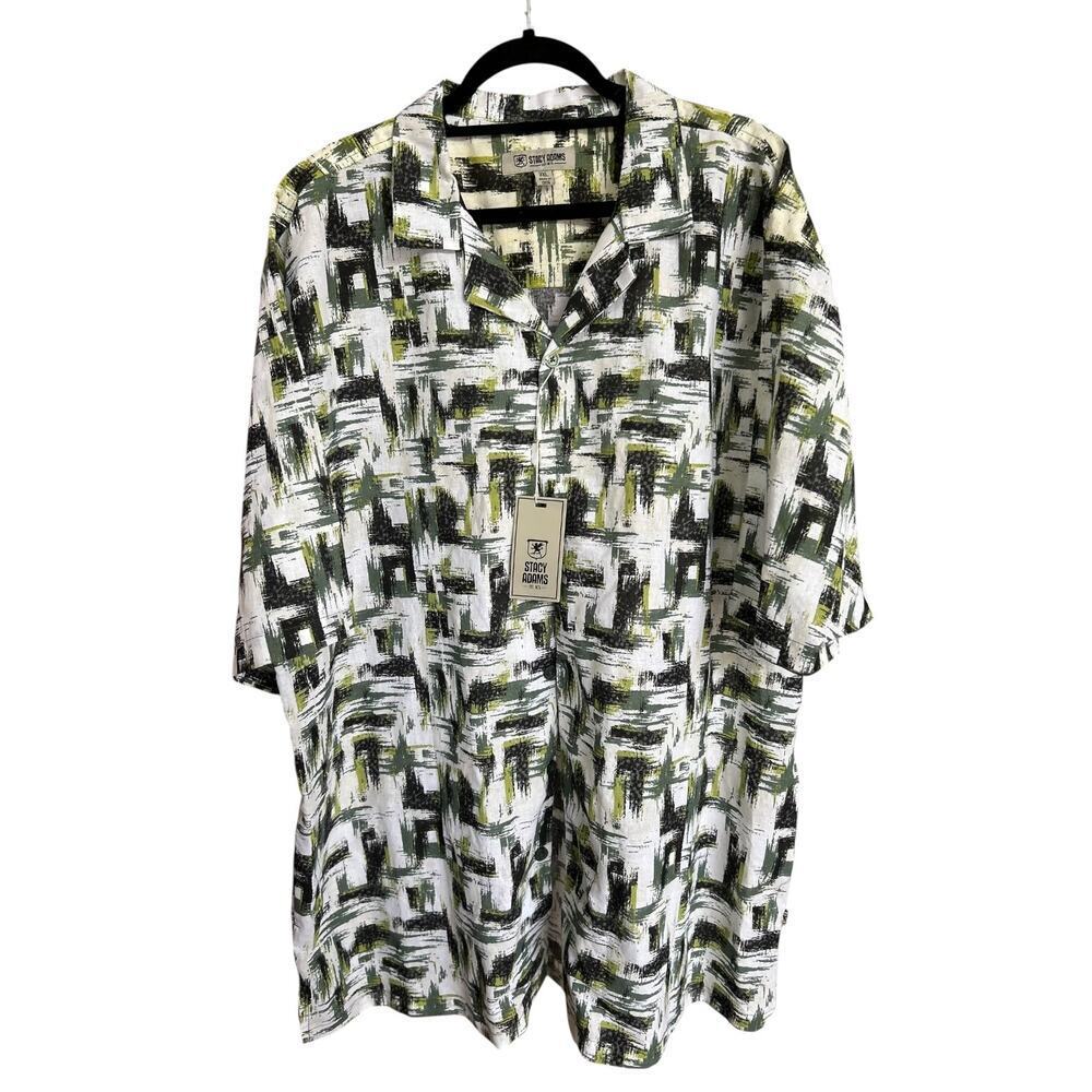 NWT Stacy Adams Men's Linen Abstract Print Shirt Size 3X